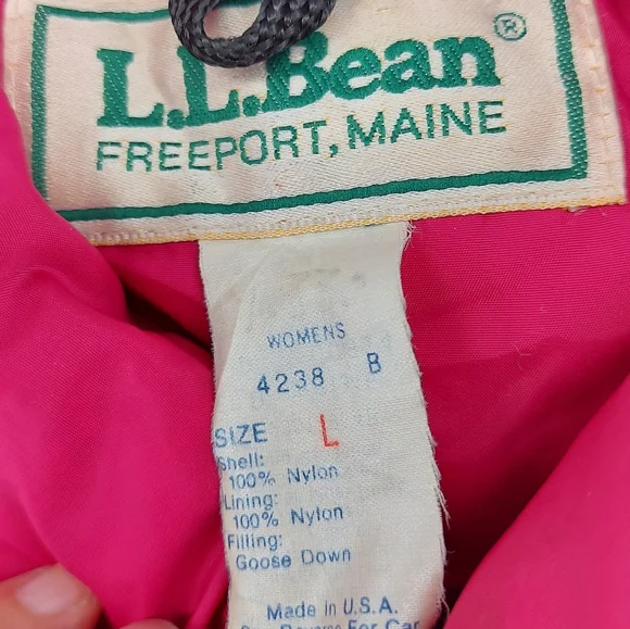 L.L. Bean Pink Goose Down Filled Winter Vest Size Large - Picture 4 of 5